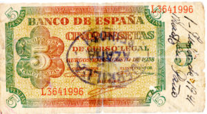 Billete de 5 pesetas emitido durante la Guerra Civil. | Colección Aris Rosino/Desmemoriados.