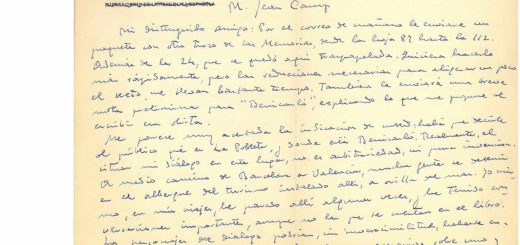 Fragmento de una carta inédita de Azaña dirigida a su traductor Jean Camp. INSTITUTO CERVANTES DE TOULOUSE