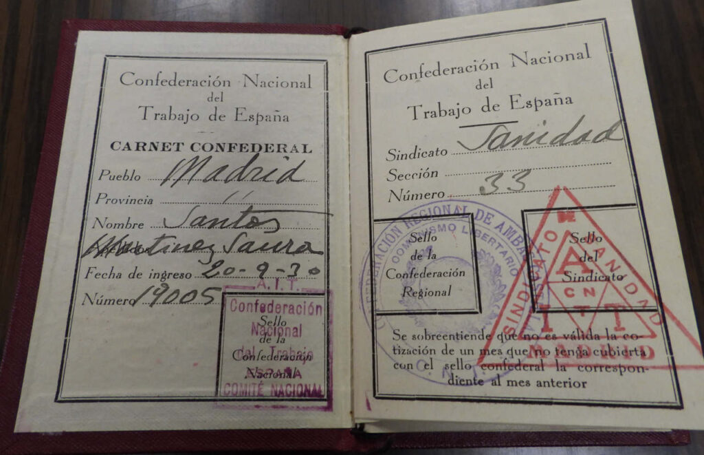 Carnet del Sindicato de Sanidad de la CNT