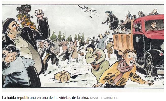 La huida republicana en una de las viñetas de la obra. MANUEL GRANELL