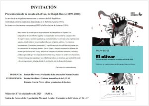 Presentación de la novela de Ralph Bates, El Olivar.