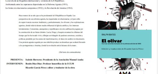 Presentación de la novela de Ralph Bates, El Olivar.