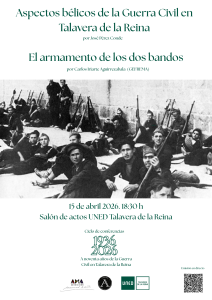 Cartel Conferencia Aspectos bélicos de la Guerra Civil en Talavera de la Reina. 15 de abril